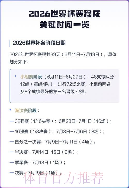 2026世界杯赛程详细安排实时赛程查询入口