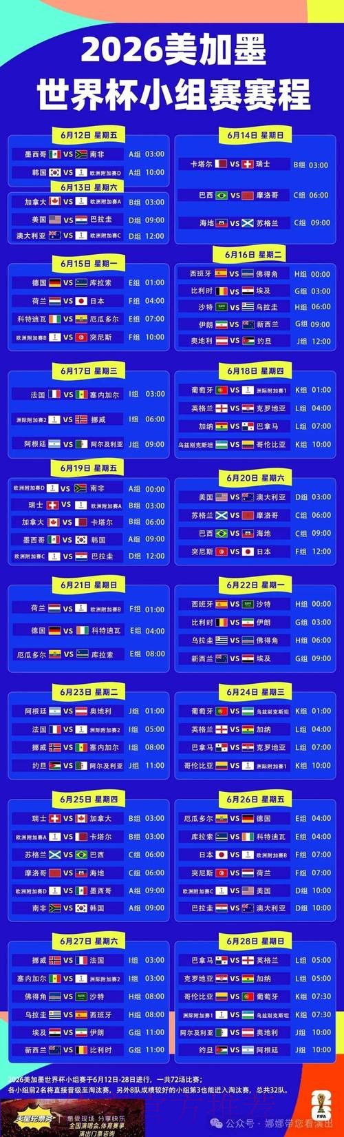 2026世界杯完整赛程详细安排实时赛程怎么看